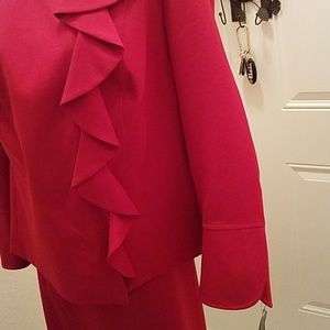 Red 2 piece Skirt Women's Suit